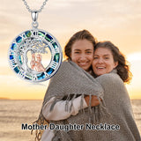 Sterling Silver Blue Crystal Tree of Life Father Daughter Mother Daughter Sister Pendant Necklace