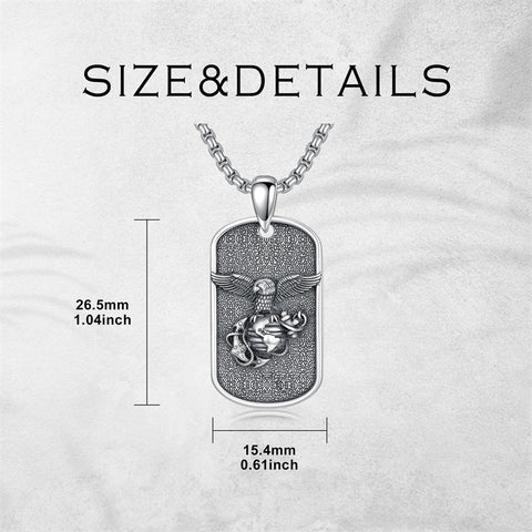 Sterling Silver Marines Cross Pendant Necklace for Men