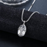 925 Sterling Silver Tree of Life Cremation Jewelry  Urn Necklace for Ashes for Men with 2.5mm 22"+2" Rolo Chain