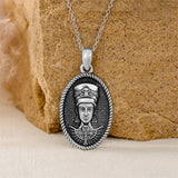 925 Sterling Silver Nerfertiti Queen Goddess Amulet Pendant Necklace