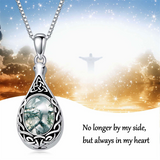 Sterling Silver Personalized Engraved Moss Agate Larimar Moonstone Opal Turquoise Urn Necklace for Ashes