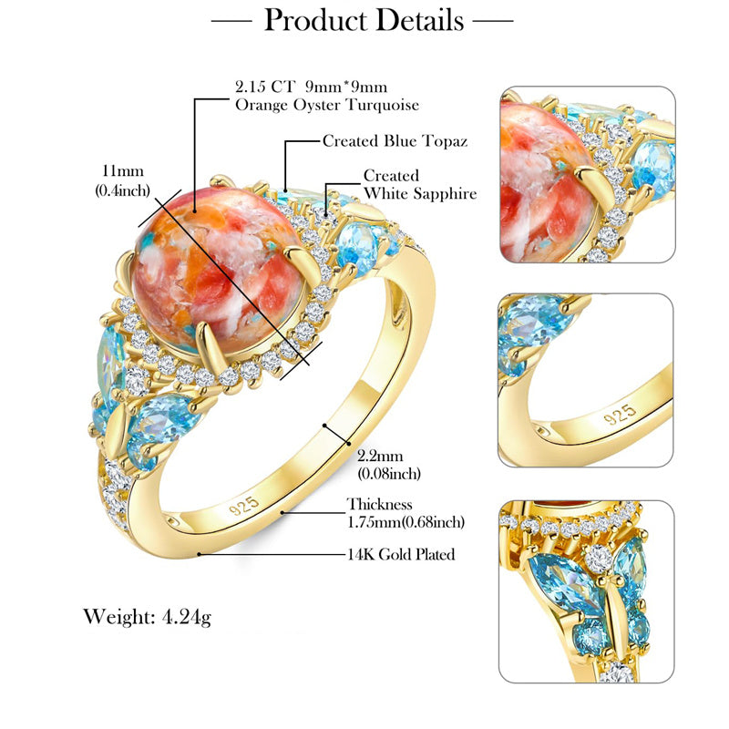 Sterling Silver Cushion Marquise Pear Round Oval Cut Turquoise Engagement Ring for Women