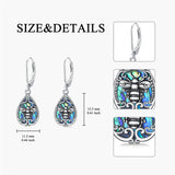 Sterling Silver Abalone Shell Filigree Dragonfly Butterfly Bee Hummingbird Leverback Earrings