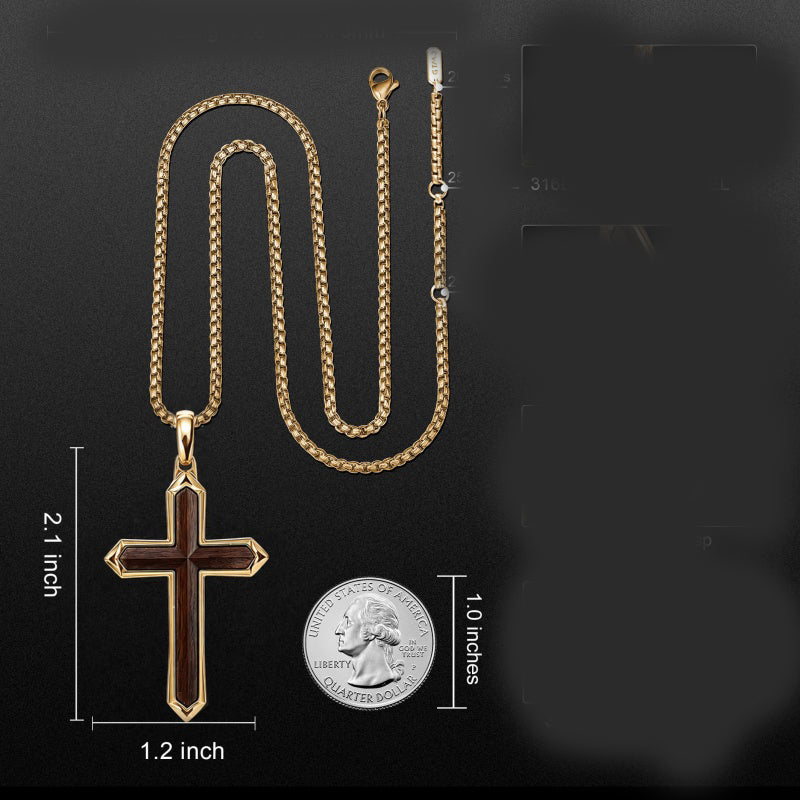 14K Gold Plated Wooden Cross Necklace  Christian Jewelry Gifts for Men