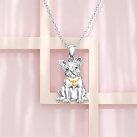 Sterling Silver Bulldog Pendant Necklace