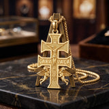 14K Gold Plated Cross Pendant Necklace for Men Religious Jewelry Christian Gift