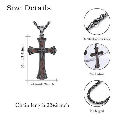 14K Gold Plated Cross Pendant Necklace Protection Jewelry Religious Gift