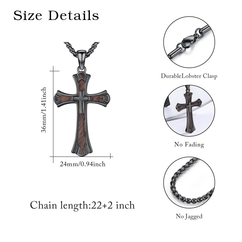 14K Gold Plated Cross Pendant Necklace Protection Jewelry Religious Gift