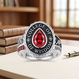 Sterling Silver Pear Birthstone Personalized Name Class Ring for Women