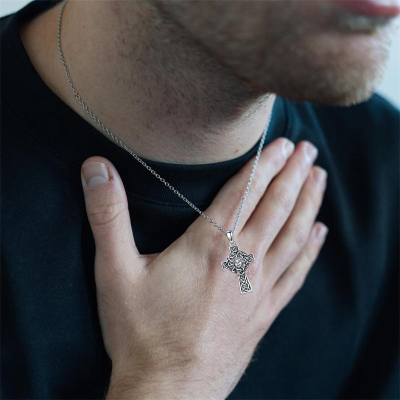 Sterling Silver Medusa Goddess Hand & Heart Ma’at Goddess Nefertiti Goddess Religious Pendant Necklace