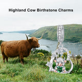 Sterling Silver 12 Month Birthstone Highland Cow Charm Beads