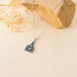 Sterling Silver Turquoise Longhorn Cow Tag Pendant Necklace
