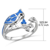 S925 Sterling Silver Blue Jay  Ring Animal Ring Jewelry Gifts