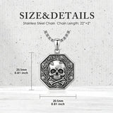 Sterling Silver Memento Mori Gothic Skull Amulet Pendant Necklace for Men