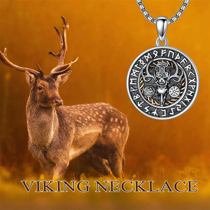 Sterling Silver Amulet Medal  St Sebastian Saint Christopher Viking Deer Pendant Necklace