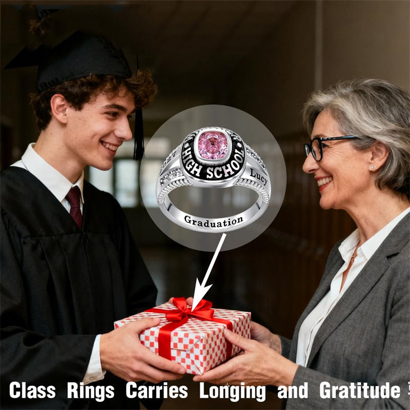 Sterling Silver Personalized Birthstone 2026 High School College Graduation Class Ring