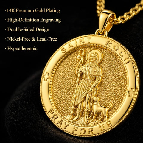 Patron Saint Medal Gold Plated Catholic Pendant Christian Religious Necklace Amulet Jewelry