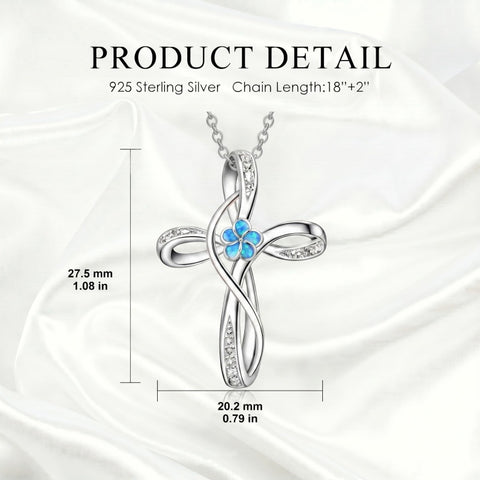 Sterling Silver Daisy Rose Plumeria Lotus Sunflower Cross Pendant Necklace for Women