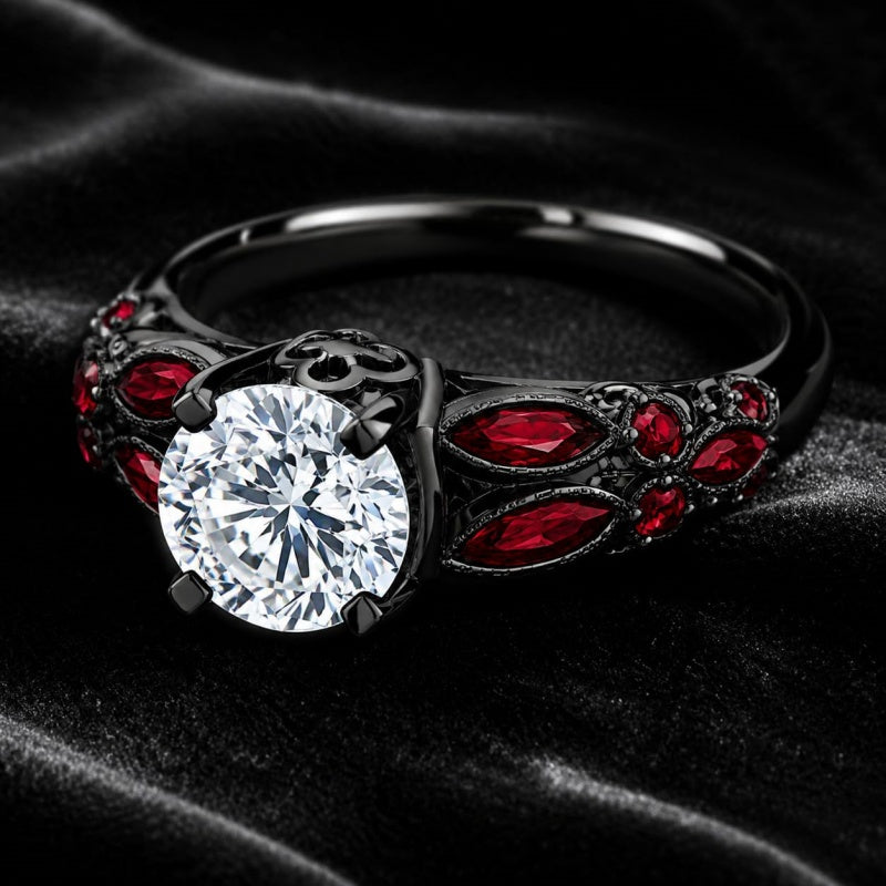 Sterling Silver 10K 14K 18K Gold Custom Engraved Moissanite Engagement Wedding Ring