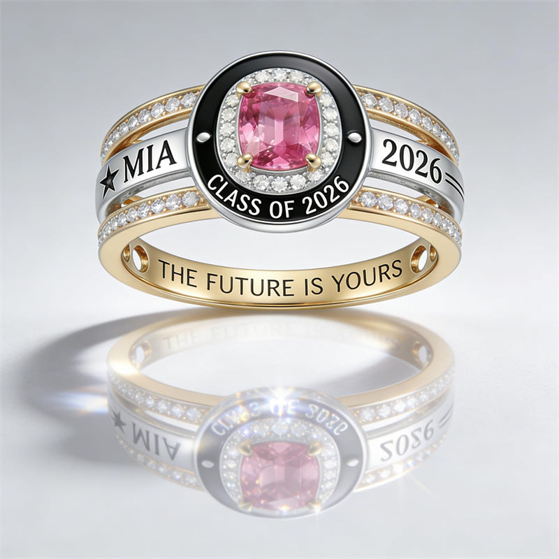 Sterling Silver Personalized Birthstone Class Ring Graduation Gifts for Women