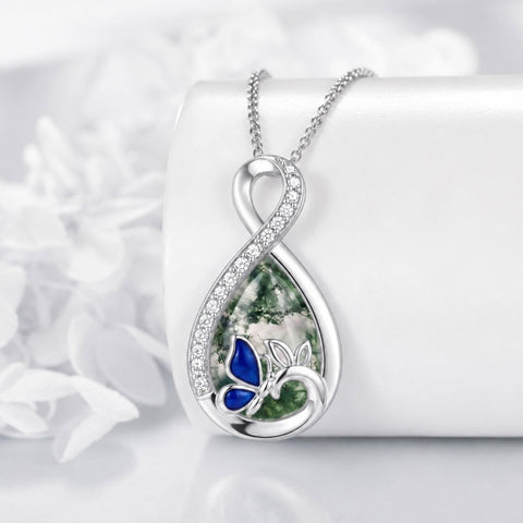 Sterling Silver Teardrop Gemstone Rose Butterfly Infinity Heart Necklace for Women