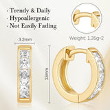 14K Gold Plated Cubic Zircon Hoop Earrings for Women