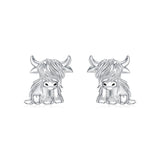 10K 14K 18K Solid Gold Highland Cow Stud Earrings