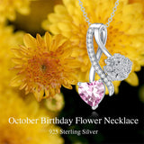 Sterling Silver Cubic Zirconia 12 Month Birth Flower Pendant Necklace