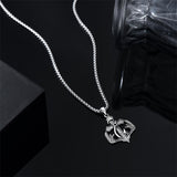 Sterling Silver Cross Deer Antler Fish Hook Pendant Necklace for Men