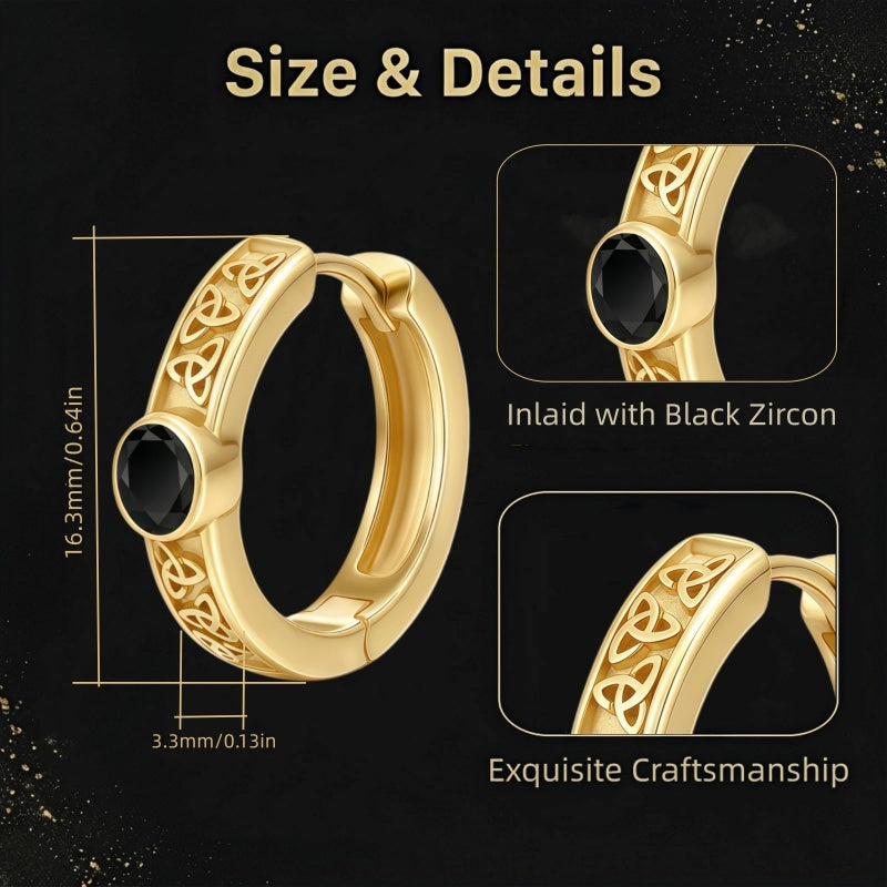 14K Gold Plated Vikings  Celtic Knot Hoop Earrings