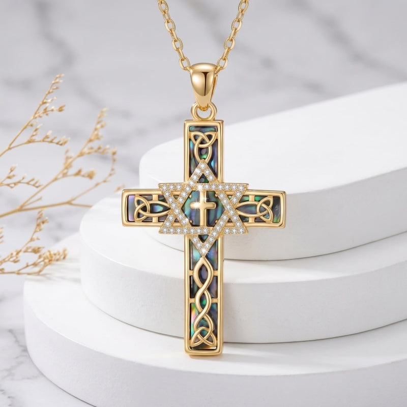 14K Gold Plated Cross Pendant Necklace Faith Jewelry Gift for Women