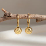 14K Gold Plated Ball Leverback Earring for Women