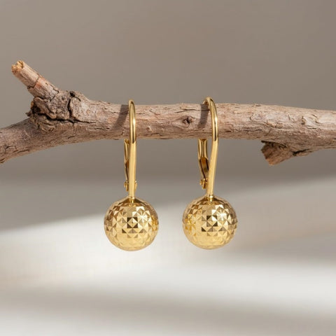14K Gold Plated Ball Leverback Earring for Women