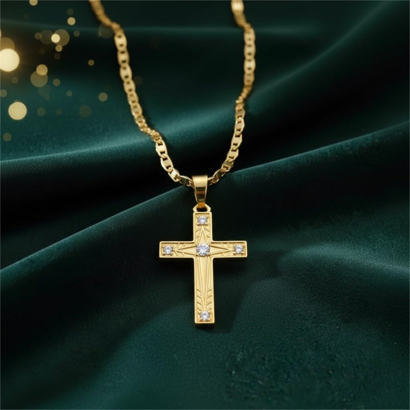 14K Gold Plated Cross Infinity  Pendant Necklace  for Women