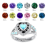 Sterling Silver 10K 14K 18K Gold Personalized Birthstone 2025 High School Class Ring