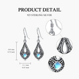 Sterling Silver Moonstone Filigree Bee Dragonfly Hummingbird Butterfly Dangle Earrings for Women Christmas Gift