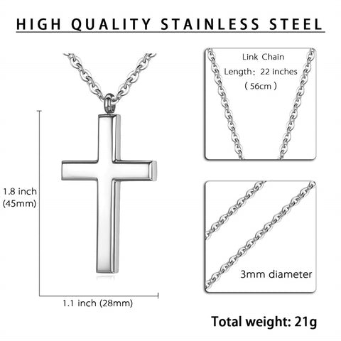 Stainless Steel Cross Pendant Necklace