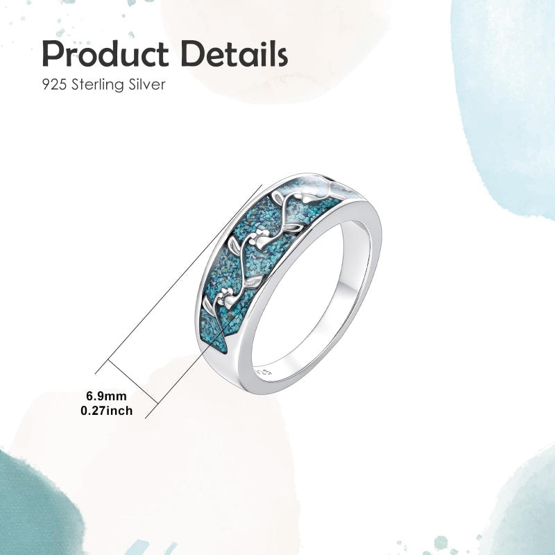 Sterling Silver Turquoise Butterfly Lotus Pet Paw Ring for Women