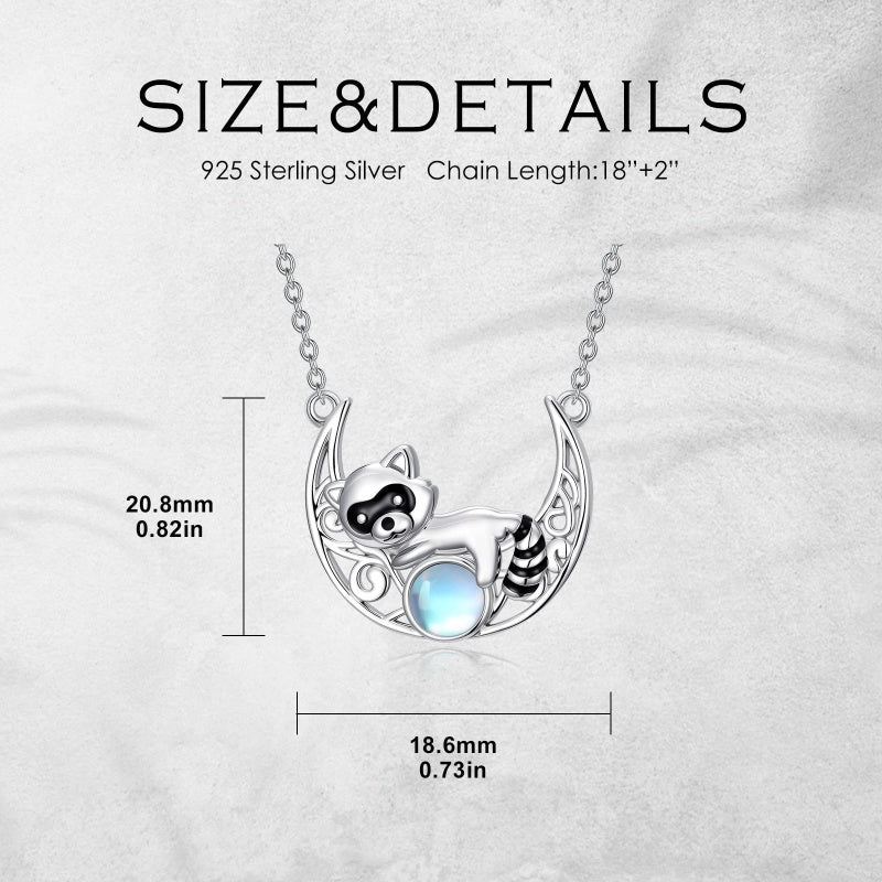 Sterling Silver Moonstone Celtic Knot Raccoon Otter Pig Dolphin Cow Pendant Necklace Birthday Mother's Day Gift