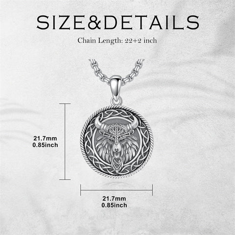 Sterling Silver Viking Raven Bear Odin Wolf Pendant Necklace for Men