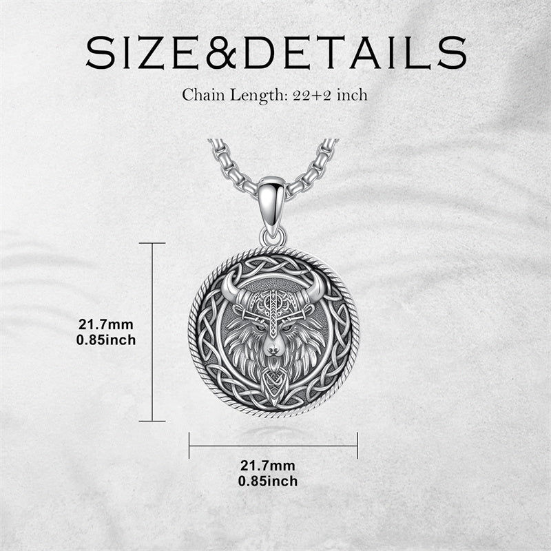 Sterling Silver Viking Raven Bear Odin Wolf Pendant Necklace for Men