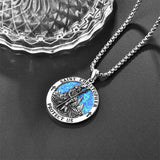 Sterling Silver Saint Michael Saint Christopher Amulet Pendant Necklace for Men