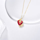 10K 14K 18K Yellow Gold Heart Birthstone Sunflower Pendant Necklace