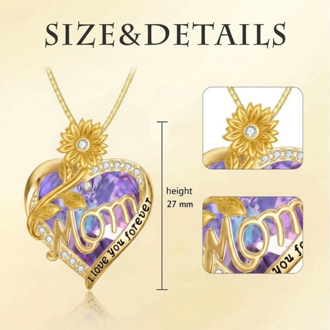 14K Gold Plated Heart Crystal Rose Mom  Sister Daughter Pendant Necklace for Woman