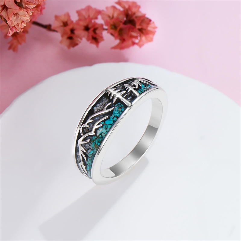 Sterling Silver Turquoise  Dragonfly Hummingbird Turtle Butterfly Mountain Celtic Knot Lotus Ring  Gifts for Women