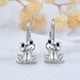 Sterling Silver Frog  Leverback Earrings