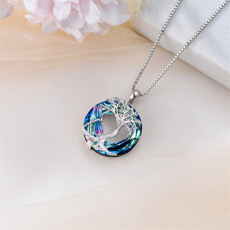 Sterling Silver Crystal Tree of Life Cardinal  Cat Hummingbird Dog Dragonfly Eagle Pendant Necklace
