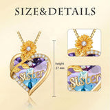 14K Gold Plated Heart Crystal Rose Mom  Sister Daughter Pendant Necklace for Woman