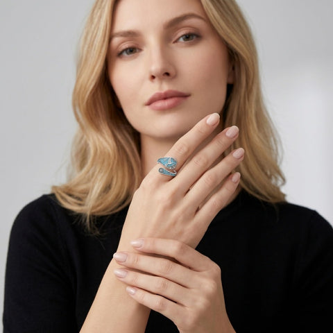 Sterling Silver Turquoise Hummingbird Butterfly Sunflower Adjustable Spoon Ring