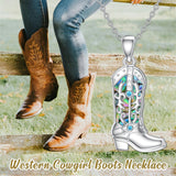 Sterling Silver Abalone Shell Boot Pendant Necklace